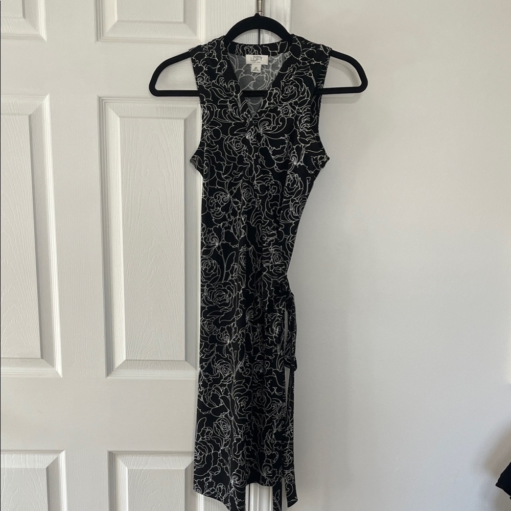 LOFT Black and White Wrap Dress